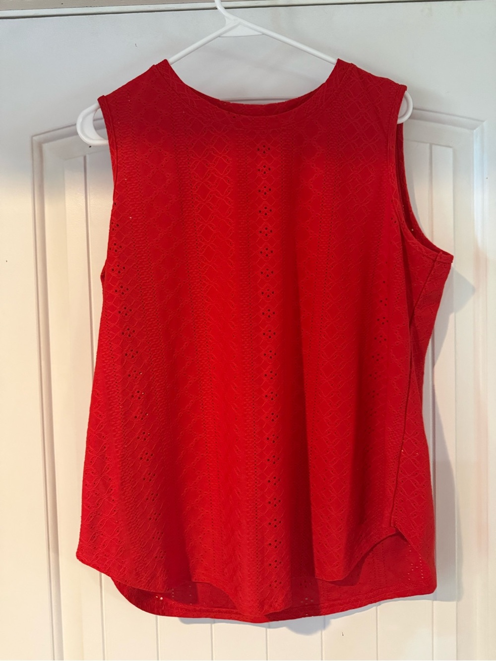 Women’s Red Eyelet Sleeveless Tank - Classic Summer Layer